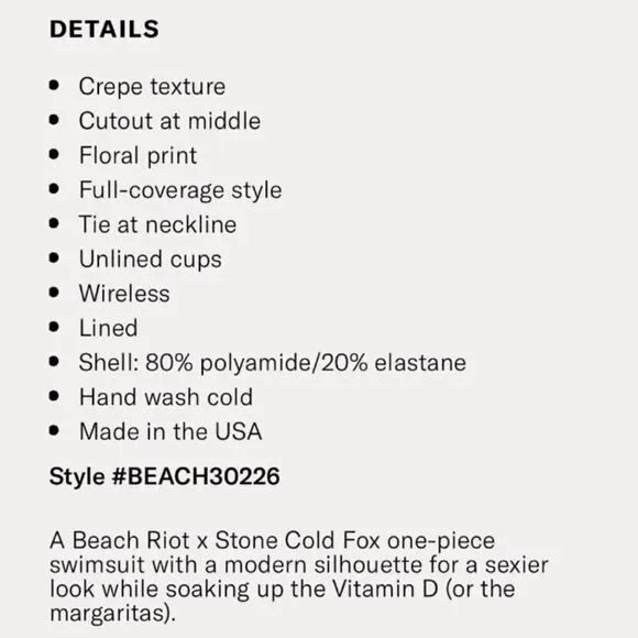 Beach Riot x Stone Cold Fox Paige Floral Print Cut Out Swimsuit Sz XS NWT - Picture 7 of 10